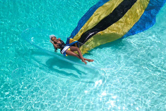 Nassau Clear Kayak Drone Photoshoot- Floating Dress - The floating dress is the main visual feature